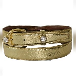 Vintage MZ Accessories Gold Snake Skin & Leather Lined Skinny Belt Size M